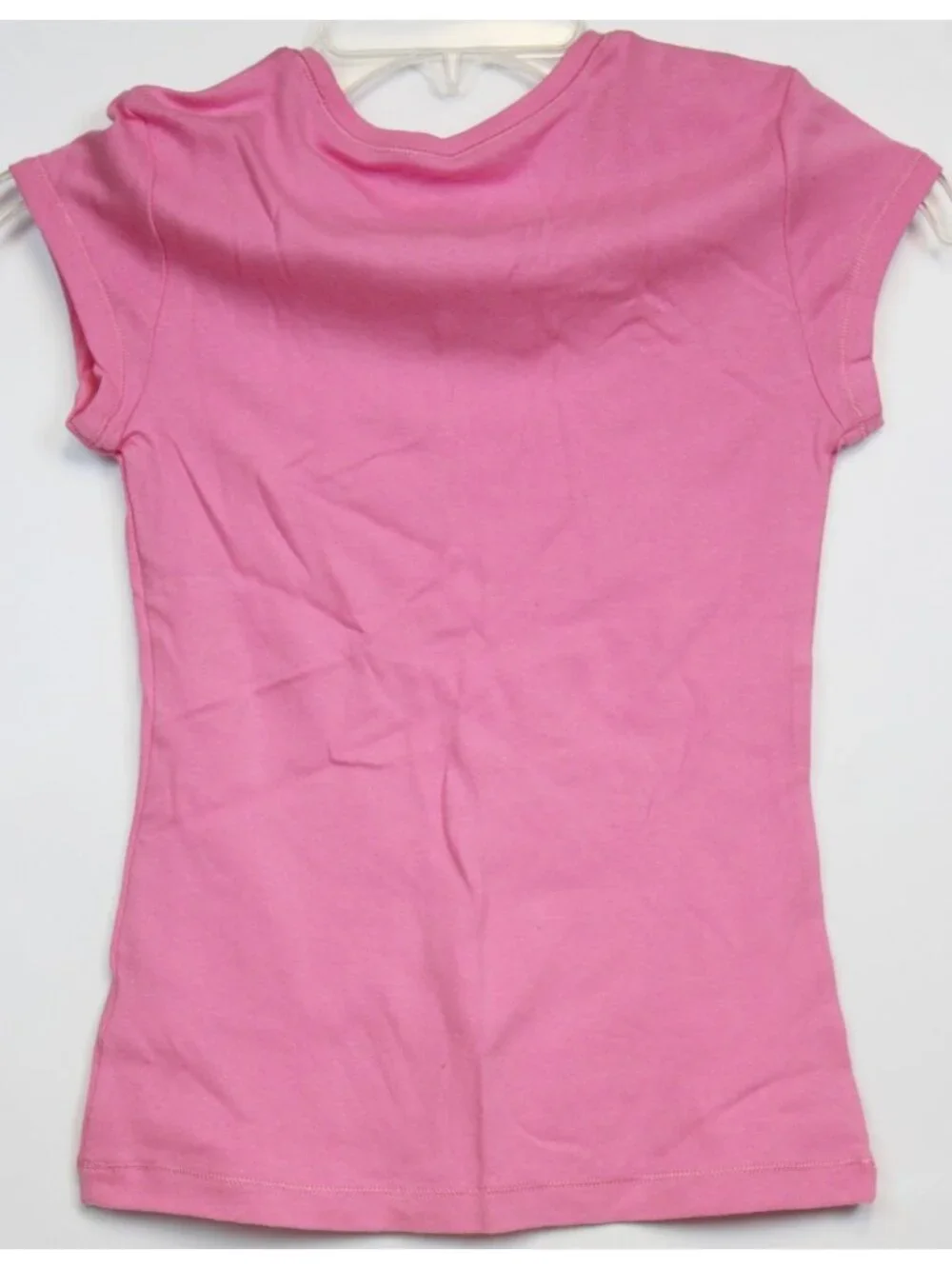 Y2K 2010s Justice Pink Long Tee Shirt TShirt sz 10 Small Cap Sleeves Stretch NOS